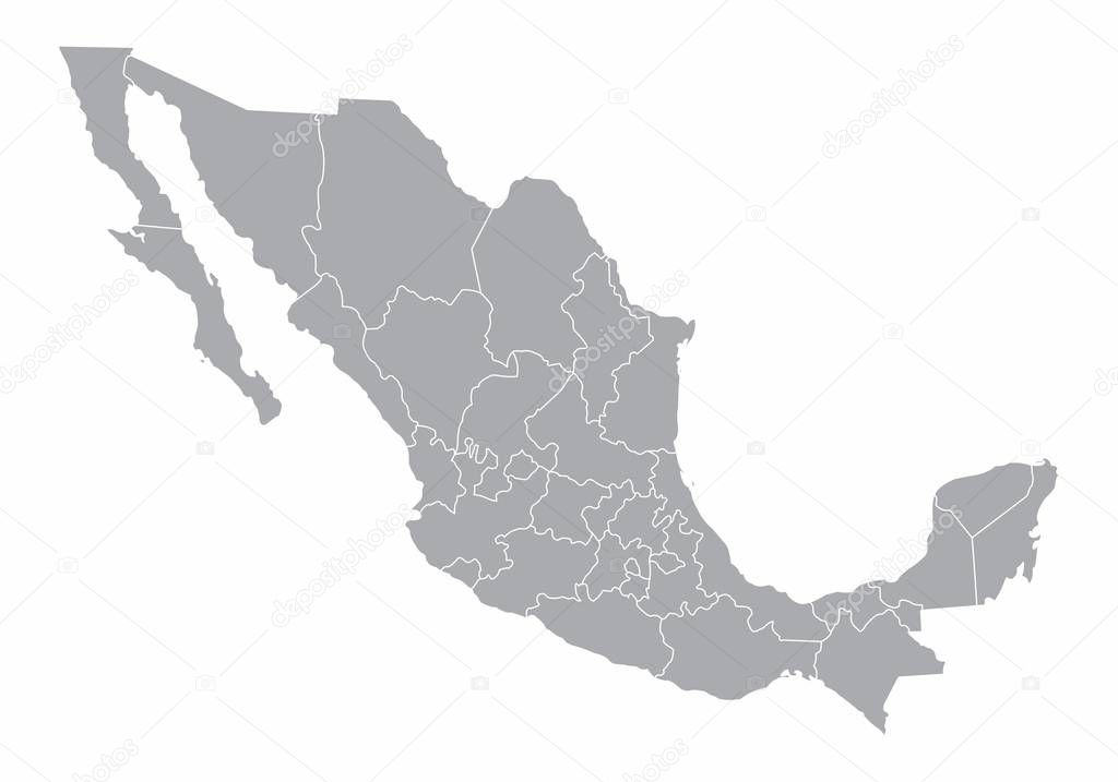 Mexico gray map