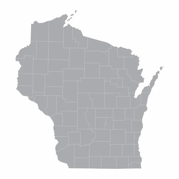 Wisconsinská Státní Mapa Její Okresy — Stockový vektor