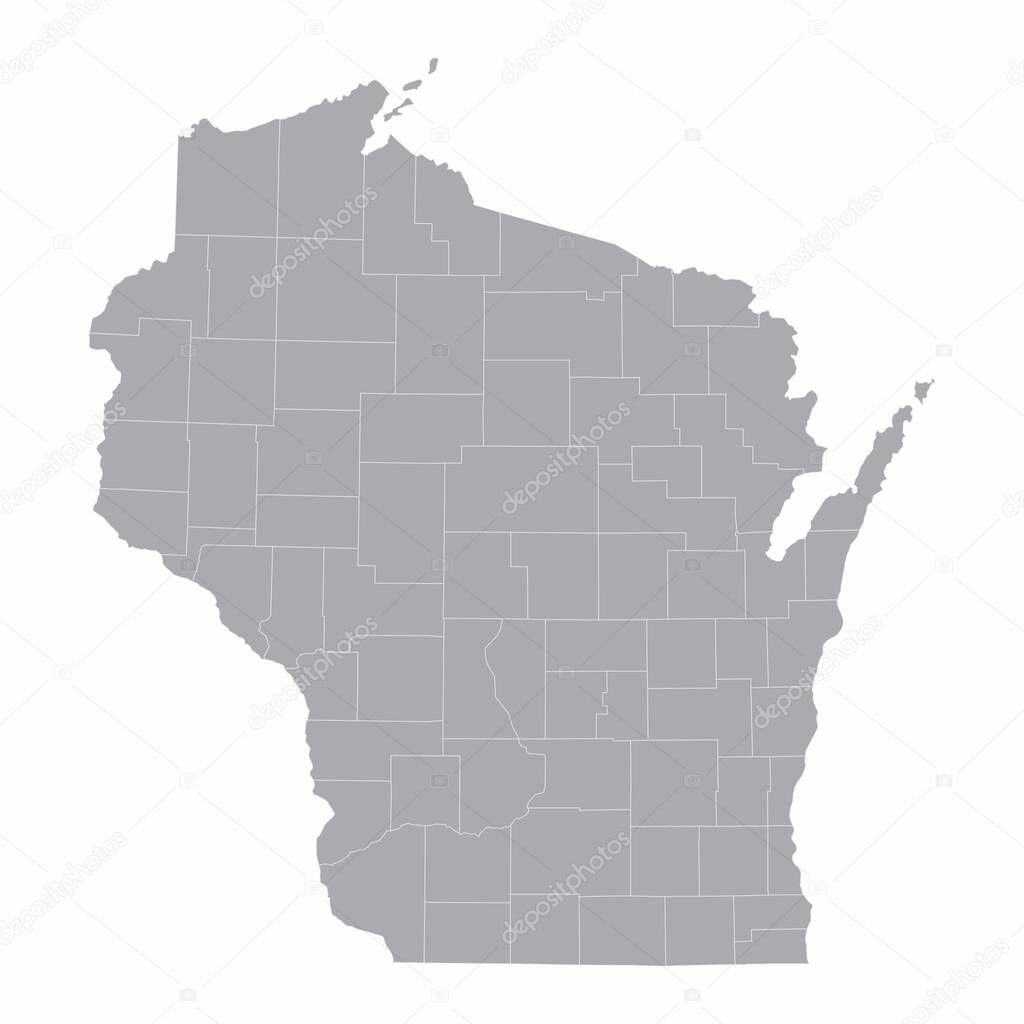 The Wisconsin state map and its counties