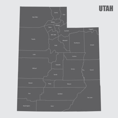 Utah Eyaleti 'nin etiketli haritası