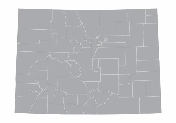 Mapa Dos Condados Estado Colorado Isolado Sobre Fundo Branco — Vetor de Stock