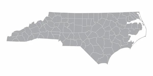 Mapa dos condados do Estado da Carolina do Norte — Vetor de Stock