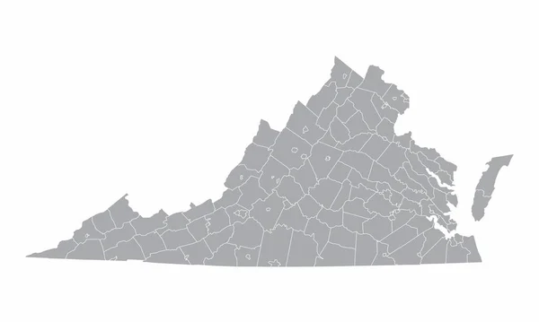 Mapa hrabstw Virginia — Wektor stockowy