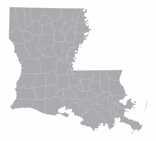 Mapa Louisianských Krajů Izolovaná Bílém Pozadí — Stockový vektor