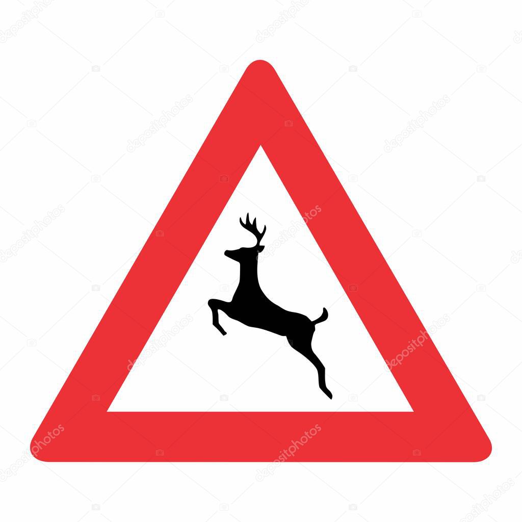 The Animals triangle road sign isolated on white background