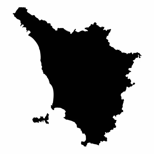 Carte Silhouette Noire Toscane Isolée Sur Fond Blanc — Image vectorielle