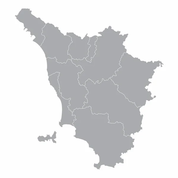 Toscana Mapa Cinza Administrativo Isolado Fundo Branco —  Vetores de Stock