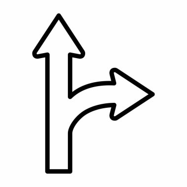 Düz git - Sağa dön simgesi. Beyaz arkaplanda siyah çizgiler.