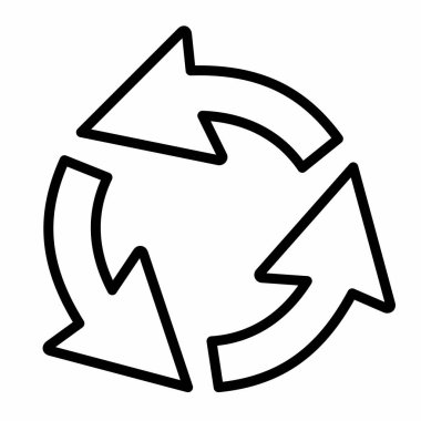 Bir Roundabout ikonu çizimi. Beyaz arkaplanda siyah çizgiler.