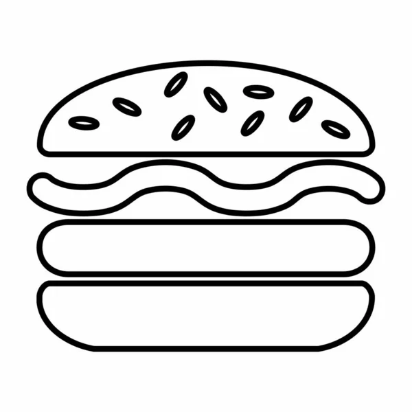 Burger Icon Illustration Svarta Konturer Vit Bakgrund — Stock vektor