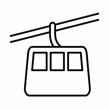 Hava Tramvayı ikonu çizimi. Beyaz arkaplanda siyah çizgiler.