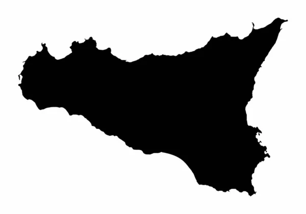 Sicilien Mörk Siluett Karta Isolerad Vit Bakgrund — Stock vektor