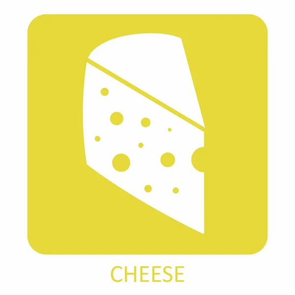 Icono Pieza Queso Colorido Ilustración Sobre Fondo Blanco — Vector de stock