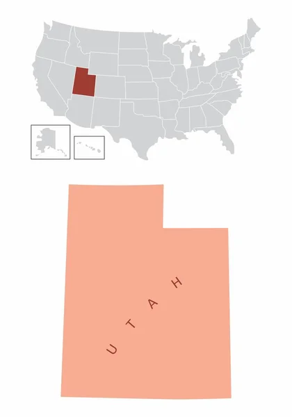 Mapa Del Estado Utah Ubicación Estados Unidos — Archivo Imágenes Vectoriales