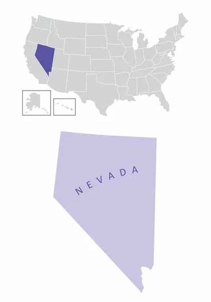 Mappa Dello Stato Del Nevada Sua Posizione Negli Stati Uniti — Vettoriale Stock