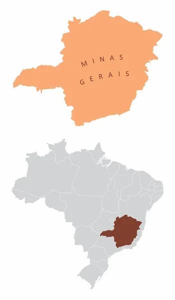 Minas gerais mapa del estado — Archivo Imágenes Vectoriales