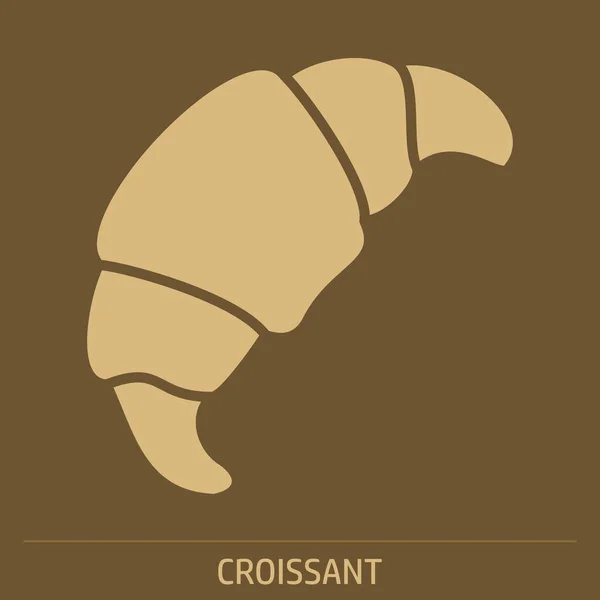 Icona Croissant Colorato Illustrazione Con Etichetta — Vettoriale Stock