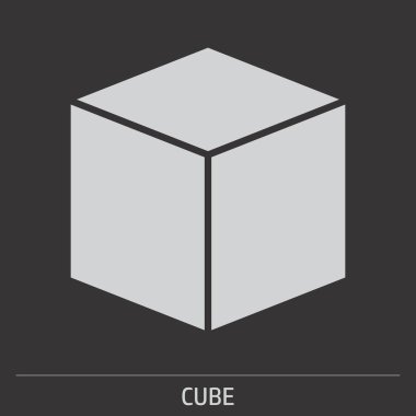 Gri arkaplanda etiketli küp simgesi çizimi