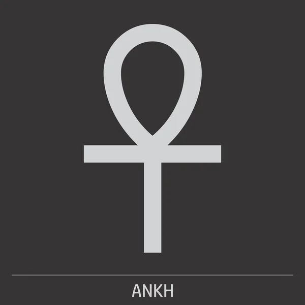 Ankh Icona Illustrazione Sfondo Grigio Con Etichetta — Vettoriale Stock