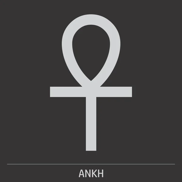 Icono Ankh Ilustración Sobre Fondo Gris Con Etiqueta — Vector de stock