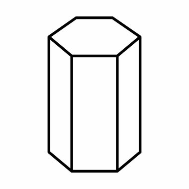 Beyaz arkaplanda doğrusal altıgen prizma çizimi