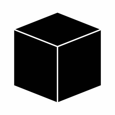 Beyaz arkaplanda küp simgesi çizimi