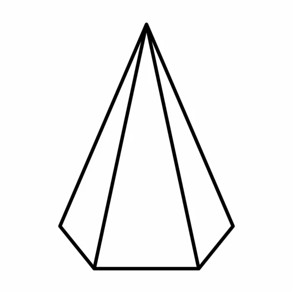Beyaz Arkaplanda Altıgen Piramit Doğrusal Resimleme — Stok Vektör