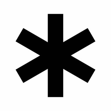 Asterisk siyah simgesi beyaz arkaplanda