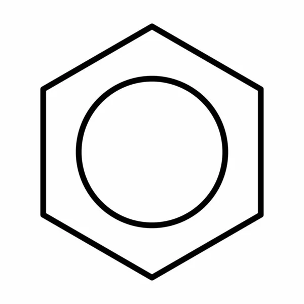 Benzene Γραμμική Εικόνα Εικονογράφηση Λευκό Φόντο — Διανυσματικό Αρχείο