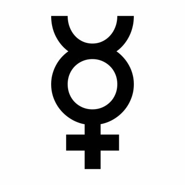 Beyaz arkaplanda Merkür astroloji işaret simgesi çizimi