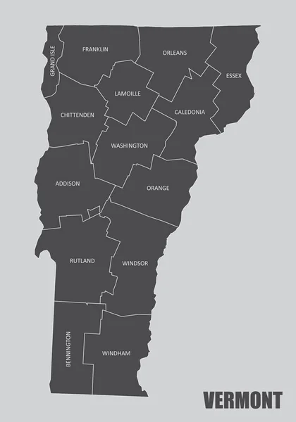 Карта округів штату Вермонт — стоковий вектор