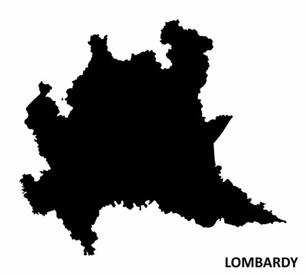 Mappa Delle Silhouette Scure Della Regione Lombardia Sfondo Bianco — Vettoriale Stock