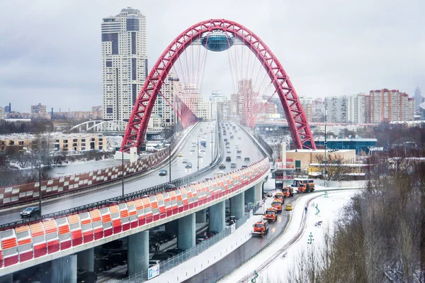 Зимний Вид Живописный Мост Через Москву — стоковое фото