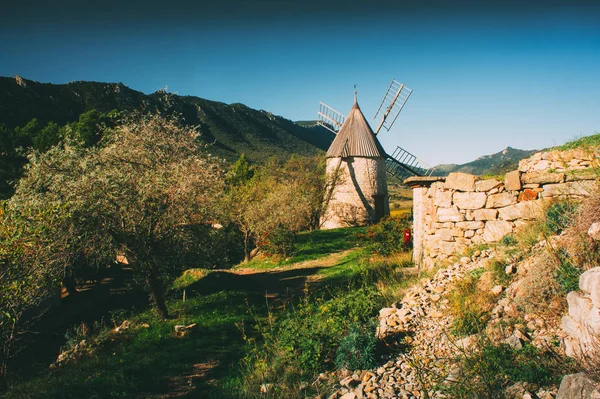 Moara Vânt Din Cucugnan Aude Franța — Fotografie, imagine de stoc