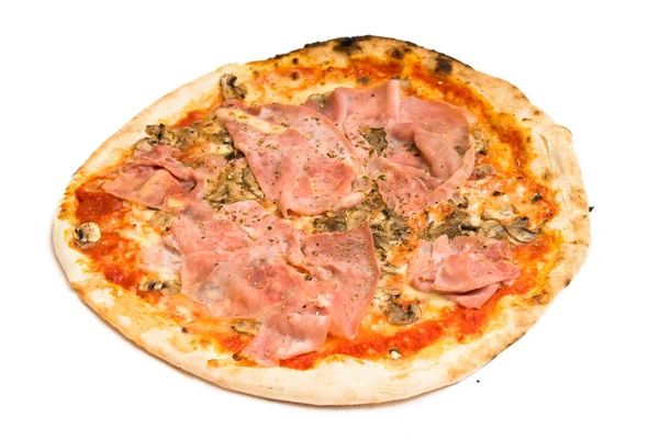 Pizza mit Pilzen und Schinken — Stockfoto