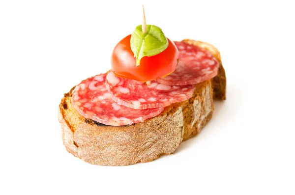 Bruschette com salame italiano — Fotografia de Stock