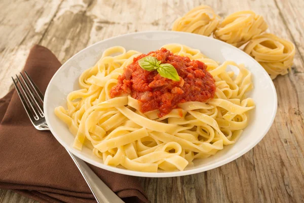 Tagliatelle Amatriciana, Italian Pasta — Stockfoto