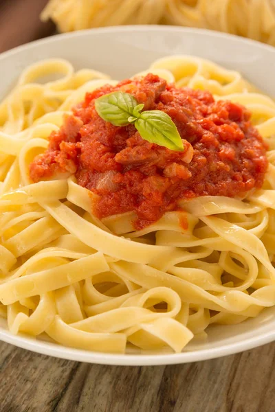 Tagliatelle Amatriciana, Italian Pasta — Φωτογραφία Αρχείου