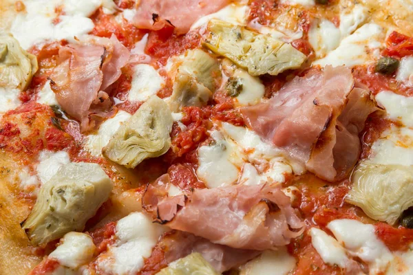 Homemade Pizza Artichokes Baked Ham — Stock Photo, Image