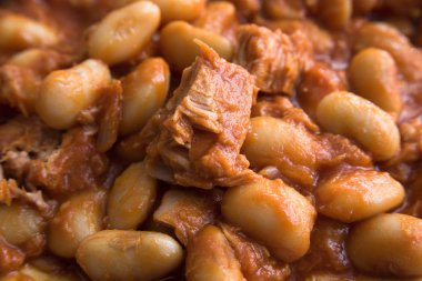 Fasulye, domates sosu ve ton balığı çorbası, portre