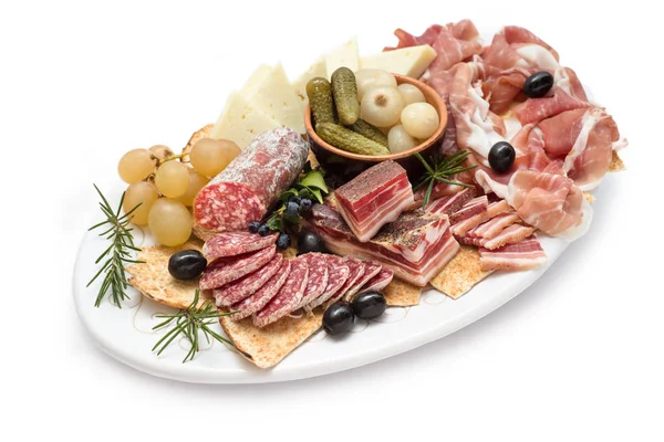 Tray Mixed Italian Foods Isolated White Background — Stock Photo, Image