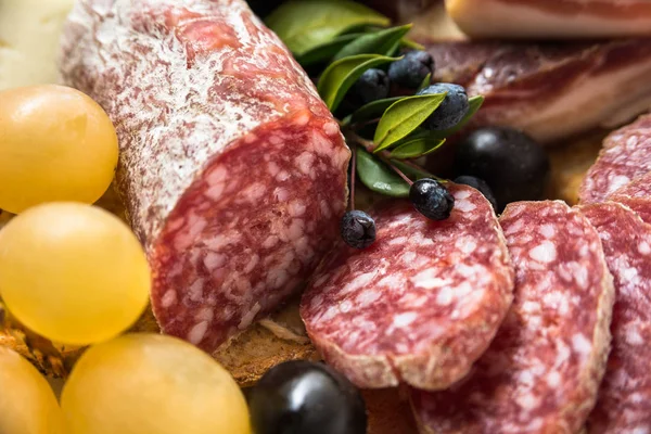 Tranches Salami Porc Italien Appelé Cacciatore — Photo