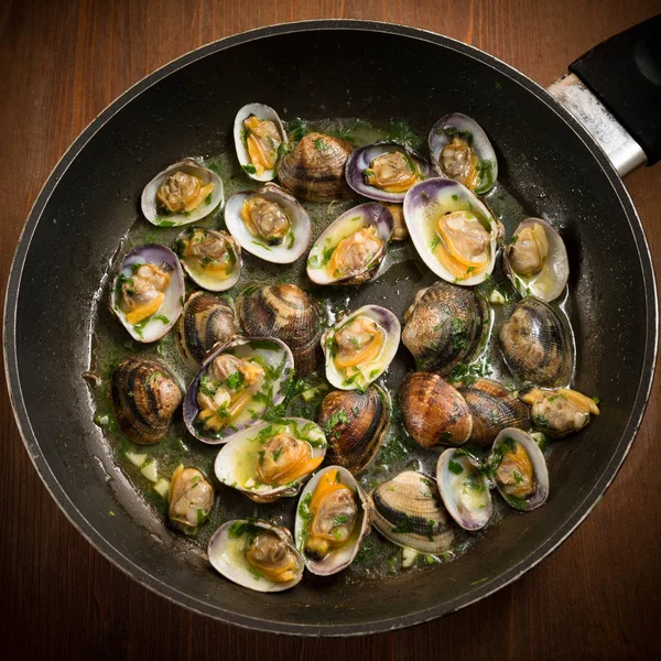 Pan Delicious Clam Shell Chowder — Stock Photo, Image