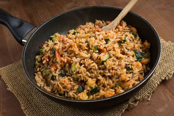 Risotto Shrimps Courgettes — Stock Photo, Image