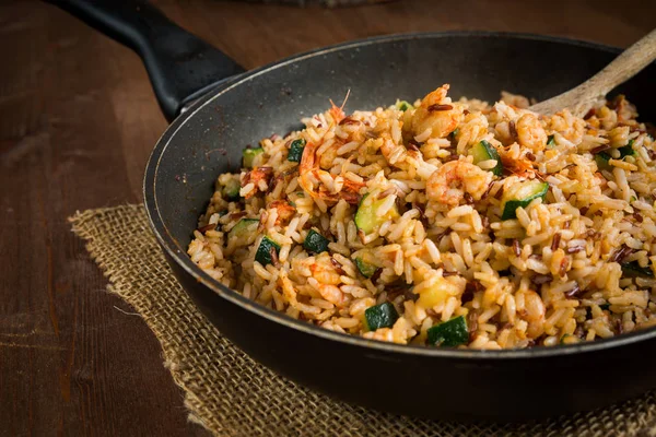 Risotto Shrimps Courgettes — Stock Photo, Image