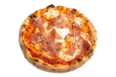 Prosciutto crudo jambon, mozzarella ve domates soslu İtalyan Pizza 