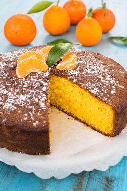 Taze mandalina kek, meyve tatlı 