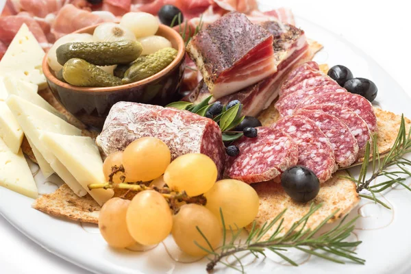 Tray Pork Salami Guanciale Prosciutto Crudo Ham Other Italian Foods — Stock Photo, Image