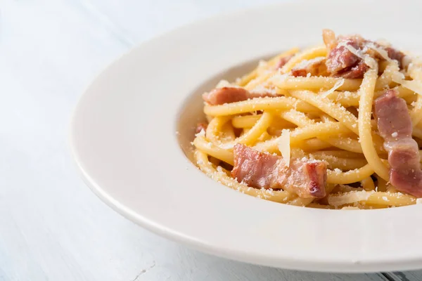 Bucatini Alla Gricia Typical Recipe Italian Pasta Guanciale Pecorino — Stock Photo, Image