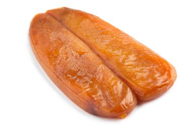 Tek tük bottarga, kurutulmuş kefal yumurtası. İtalya, Sardunya 'da yapılan tipik bir yemek. 